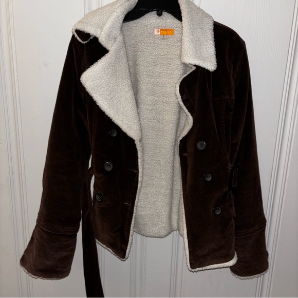 Tulle women’s large Ranch Brown Corduroy Belted Coat with Sherpa Lining Western - Picture 1 of 8